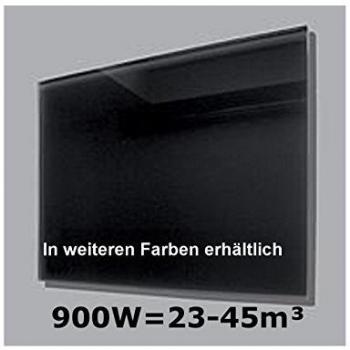 Calefactor de vidrio de 900 W con tecnología Technik y reflector activo, en color negro, dimensiones 120 x 80 cm, indicado para espacios de 23 a 45 m³