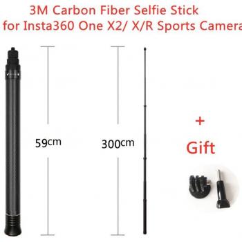3m Kohlenstofffaser Unsichtbarer Selfie-Stick für Insta360 ONE X2 / ONE RS / R / ONE X und GoPro
