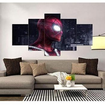 Tableau mural 5 pièces Super-héros Iron Man Spider Man Hulk Buster Marvel 200 x 100 CM