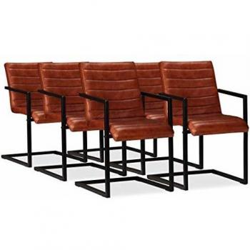VidaXL 6 Sillas de Comedor de Cuero Auténtico
