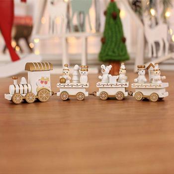 Adornos festivos de tren de madera para jardín de infantes
