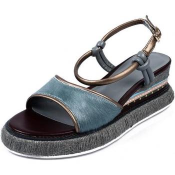 Color Block Retro Style PU Leather Platform Sandals for Women 10H301