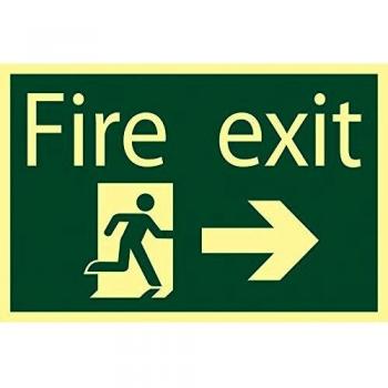 Draper 72662 Glow in The Dark Fire Exit Arrow Right Safety Sign