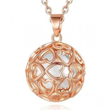 Coppery Pink Heart Charm Bola Necklace