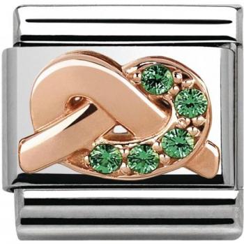 Lucky Green Crystal Rose Gold Charm