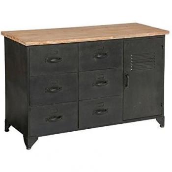 Commode 6 tiroirs 1 porte Torof Noir 108 x 41,5 x 70,5 cm