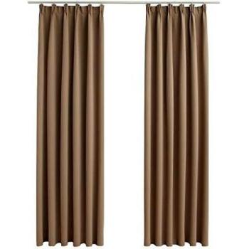 VidaXL Thermal Curtains with Hooks 2 pcs Taupe 140x245 cm