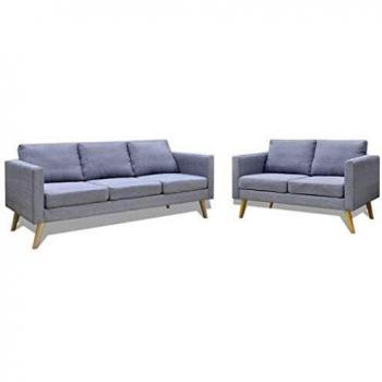 2-Seater and 3-Seater Light Grey Sofa Set