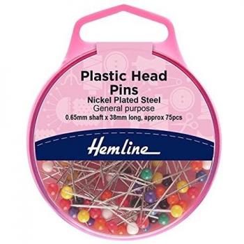 Hemline Assorted Plastic Head Pins 38mm