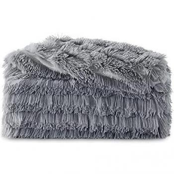 Coperta Peluche Bedsure Grigia Pelosa 150x200 cm