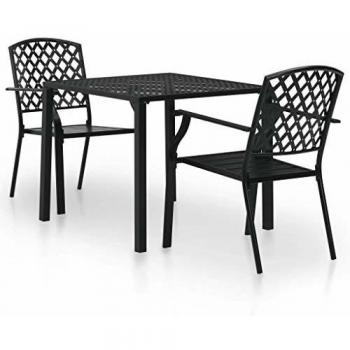 VidaXL 3-tlg. Stahl Bistro-Set in Schwarz
