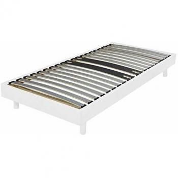 Sommier et Pieds Décokit 90x190 cm – 18 lattes, finition blanche