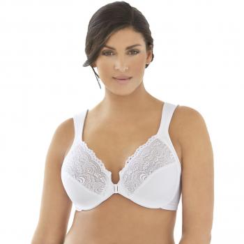 Glamorise Women's Front-Close Wonderwire Bra White 48-G