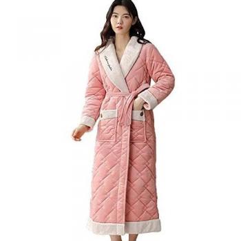 Gjf Winter Warm und Verdicken Damen Bademantel, Weich und Bequem Heim Spitzen Nachtwäsche, für Schlaf/Freizeit/Bad (Damen)