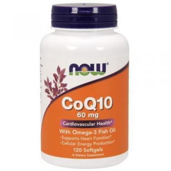 Now Foods CoQ10 60 mg Omega 3 Fish Oils 120 Softgels