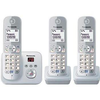Panasonic KX-TG6823 Teléfono DECT Identificador de llamadas Plata, Blanco