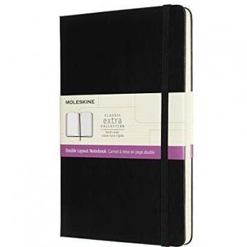 Cuaderno Moleskine Large Formato Doble Liso-rayas Tapa Dura Negro