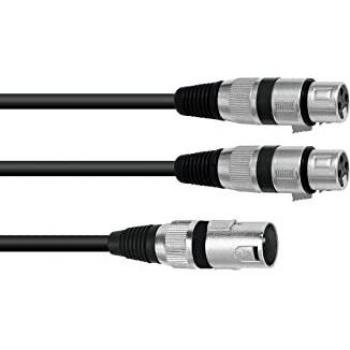 OMNITRONIC Adapterkabel XLR(M) 2xXLR(F) 1,5m sw