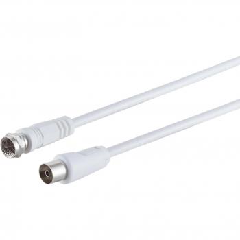 Shiverpeaks 1,5m Antennenkabel, RG59, F-Stecker auf Koax-Kupplung, 100% geschirmt, >80 dB, weiß