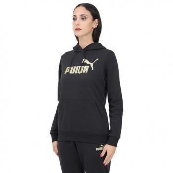 Puma Women's XS Black Glitter Logo Hoodie