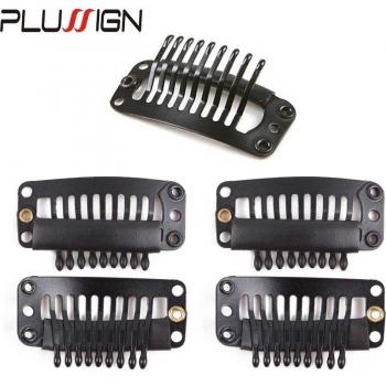 20 Pcs U-Shape Metal Hair Clips for Extensions, Silicone Rubber, 32Mm, 9 Teeth