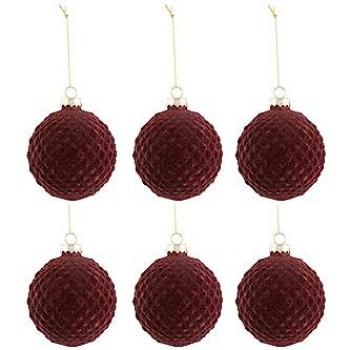 Lot 6 Boules de Noël Motifs Bordeaux 8 cm