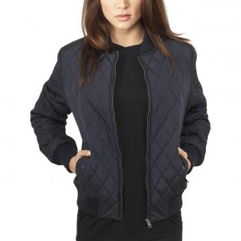 Urban Classics Women's Diamond Quilt Nylon Jacket, Navy, M