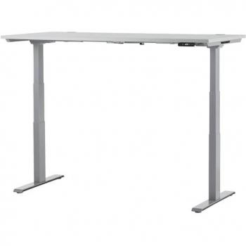 Bureau électrique Schäfer Shop Genius MODENA FLEX – hauteur ajustable, rectangle, support T, dimensions 1800x800 mm, finition aluminium gris clair / blanc