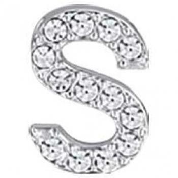 Charm Lettera S in Acciaio con Cristalli Bianchi
