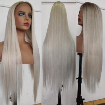 Peluca de Color Ombre Rubio Claro con Malla Frontal