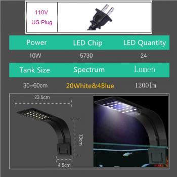 Kit de Iluminación Acuática 10 W: LED Blanco/Azul con Interruptor y Clip Hidrosólido