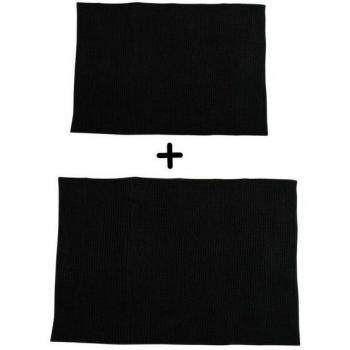 Lot de 2 Tapis de bain en Chenille Microfibre Noir