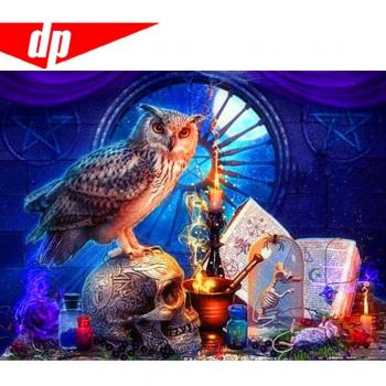 Peinture Diamant Hibou Ronde 20X30