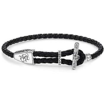 Pulsera de cuero negra con plata Thomas Sabo