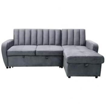Sofá Cama Chaise Longue Río 219cm en Terciopelo Gris