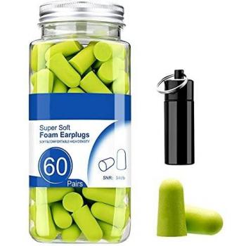 SilenceSafe Foam Earplugs – 60‑Pack, 34dB SNR, Bright Green