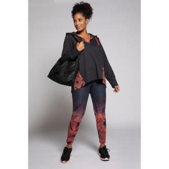 Felpa oversize con cappuccio e motivi floreali grigia Donna Taglia 64/66 Cotone/Poliestere