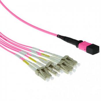 Cable Multimodo de Fibra Óptica 50/125 OM4 2m con MTP hembra y 4 LC dúplex