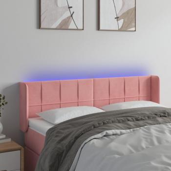 Cabecero de terciopelo rosa con luz LED 147x16x78/88 cm Vidaxl