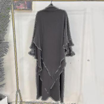 Djellaba avec Hijab et Niqab Set Gris Foncé