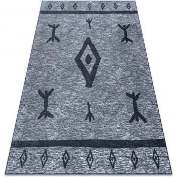 Antique Grey Rug with Aztec Pattern – 119 Tek, 120x170 cm, Machine‑Washable