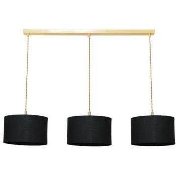ValueLights Reni Drum Shade 3‑Drop Brushed Gold Dining Ceiling Pendant (Bulbs Included)