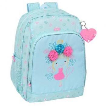Mochila Escolar Glow Lab Cute Doll Adaptable a Carro Reciclado Azul 31x41x14cm 14L