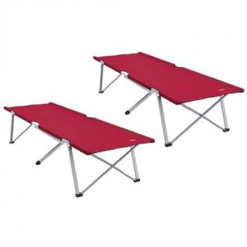 VidaXL Dual Red Folding Camping Bed with Oxford Fabric