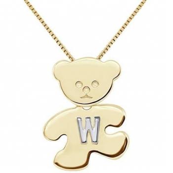 Colgante Infantil Oso Chapado en Oro y Plata 925