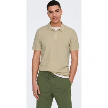 Only & Sons Poloshirt Kurzarm Beige Slim Fit