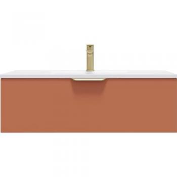 Meuble de salle de bain design 90cm avec vasque intégrée Terracotta
