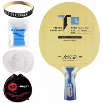 Yinhe T1s Pala de Tenis de Mesa de Carbono Ciprés, Conjunto con Pelotas de Material 40+