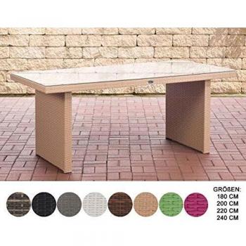 CLP Table de Jardin Avignon en Rotin Synthétique 180 cm Sable