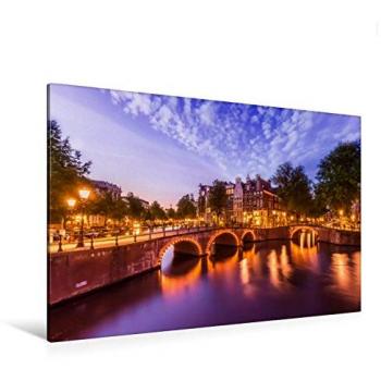 Calvendo Amsterdam Evening Print, 120 x 80 cm – Premium Textile Canvas